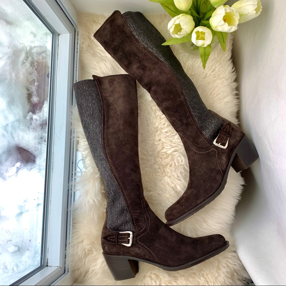 Donald J Pliner Pig Leather Suede Heeled Boots